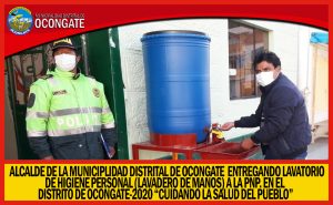 Lee más sobre el artículo ALCALDE  DE LA MUNICIPALIDAD DISTRITAL DE OCONGATE ENTREGÓ «PILETA DE AGUA A PEDAL A LA PNP.